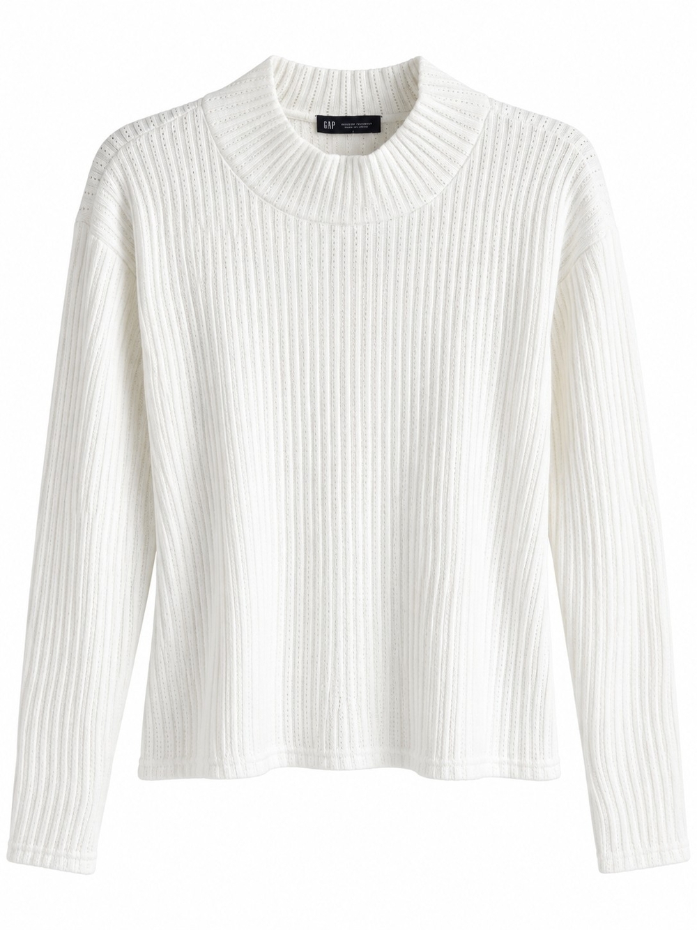 GAP White Ribbed Mock-Neck Long Sleeve Top Size XXL